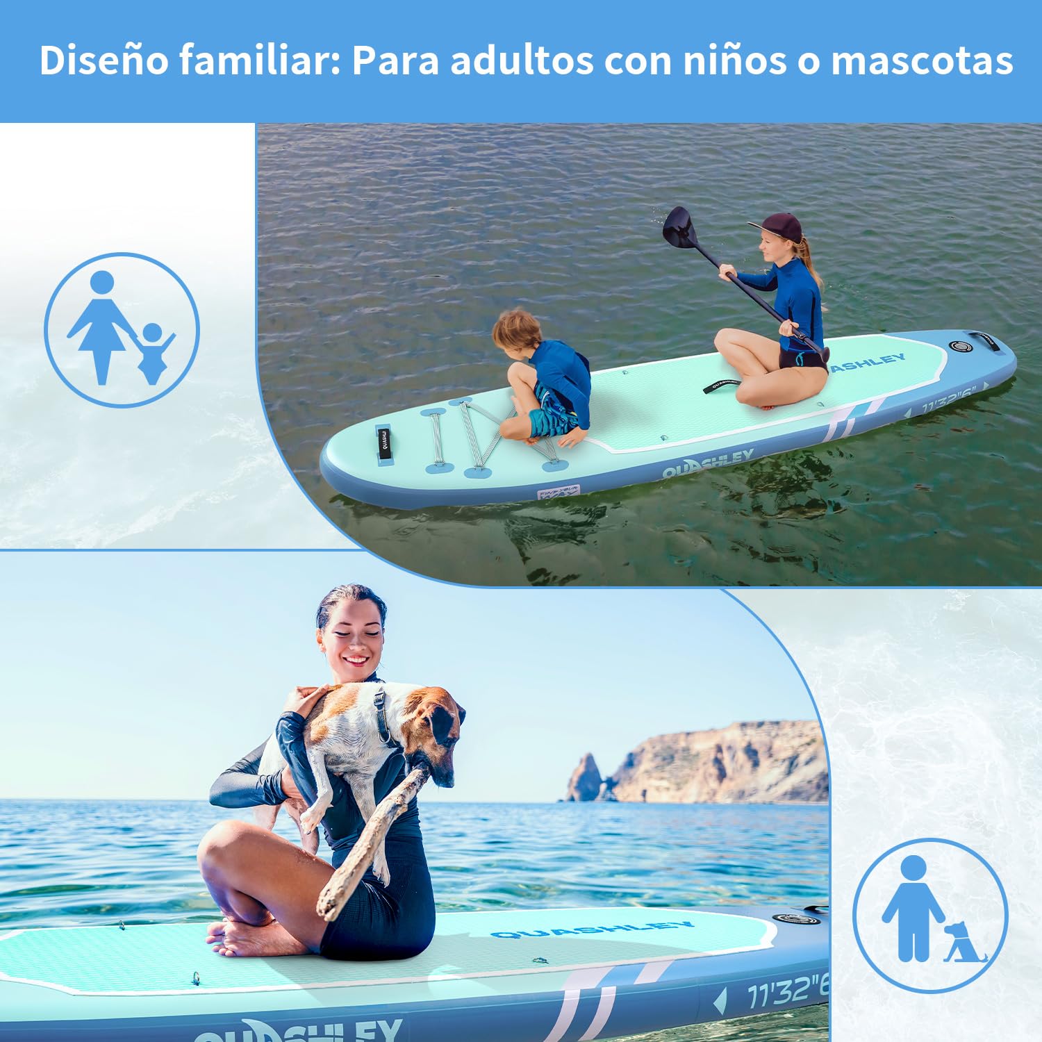 Sup Boards Stand Up Paddling Board Stand Up Paddling Board Standup Paddle Accesorios con Remo Ajustable, Bomba de Mano, Aleta, Correa, Kit de reparación, Mochila