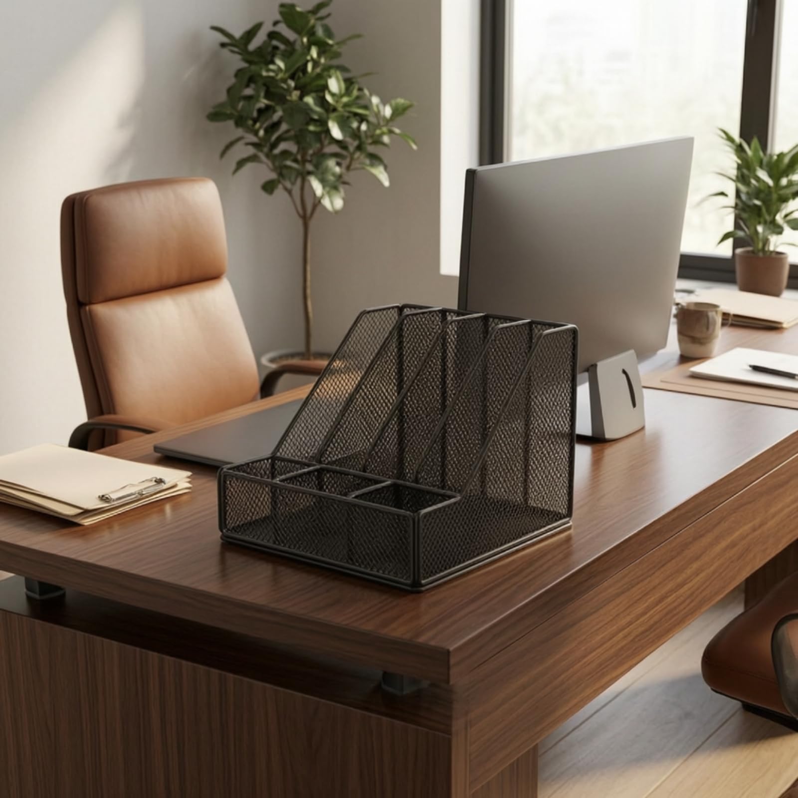 Office Document Organizer Portadocumenti Scrivania Organizer Ufficio Portacartelle Porta Documenti con Scomparti Verticali in Metallo a Rete