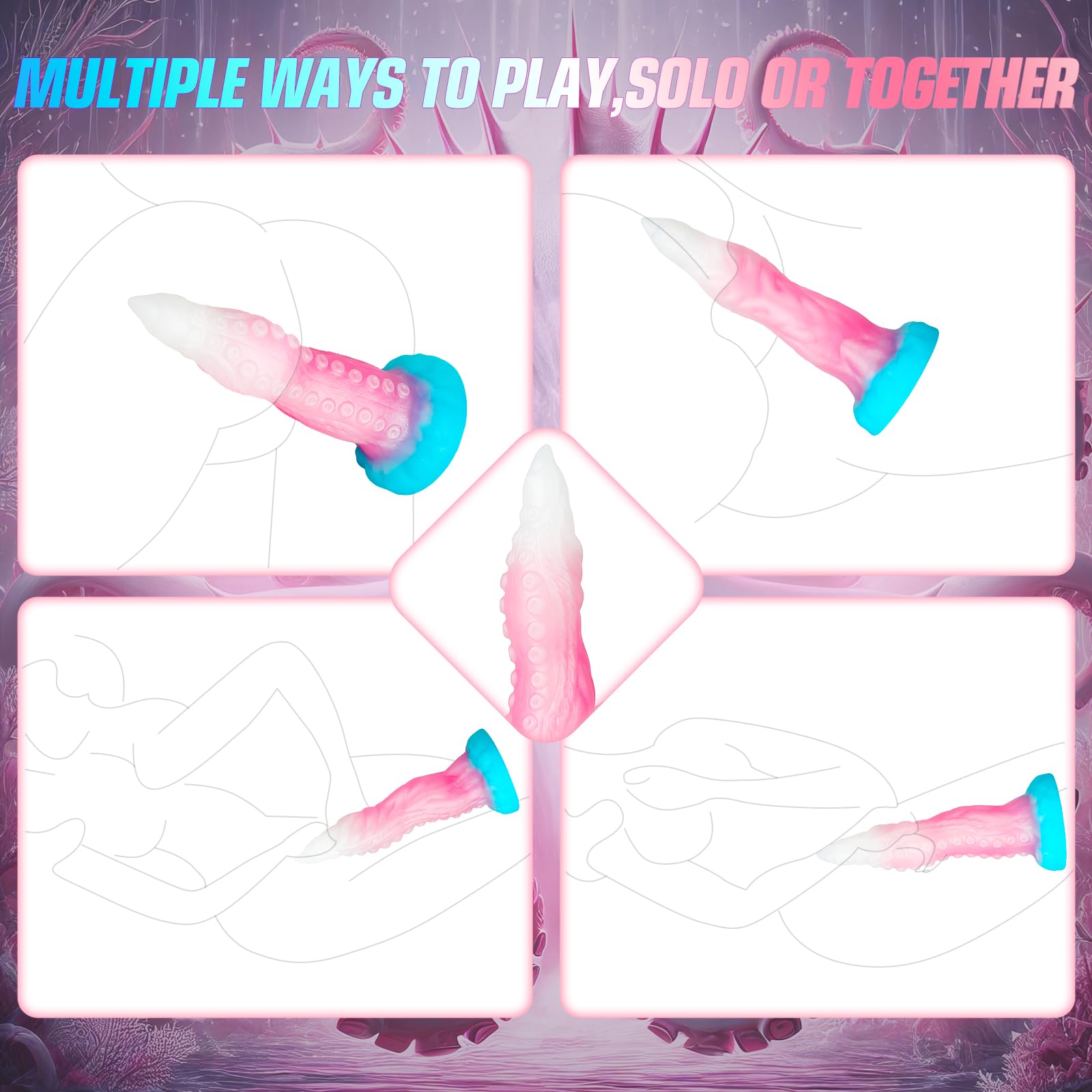 Monster Dildo Small Anal Dildo, 6.7" Tentacle Dildo Beginner Silicone Dildo With Luminous Pink,Strap On Dildo Realistic Dildos With Suction Cup,Anal Plug G spot Adult Sex Toy For Men Women Couples Gay