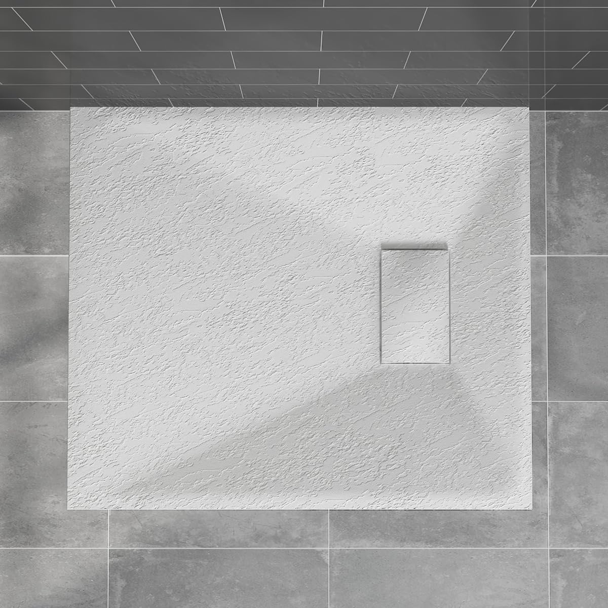 Blümme Rectangle Shower Tray 800x700mm Bathroom SMC Slip-Resistant Flat Shower Base for Shower Enclosure Cubicle and Wetroom White