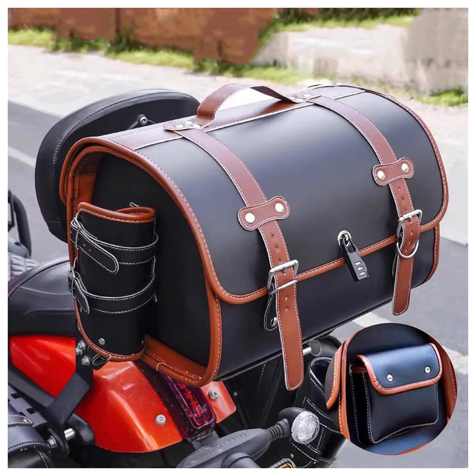 Amazon.com: optrcn Vintage Leather Motorcycle Top Case for