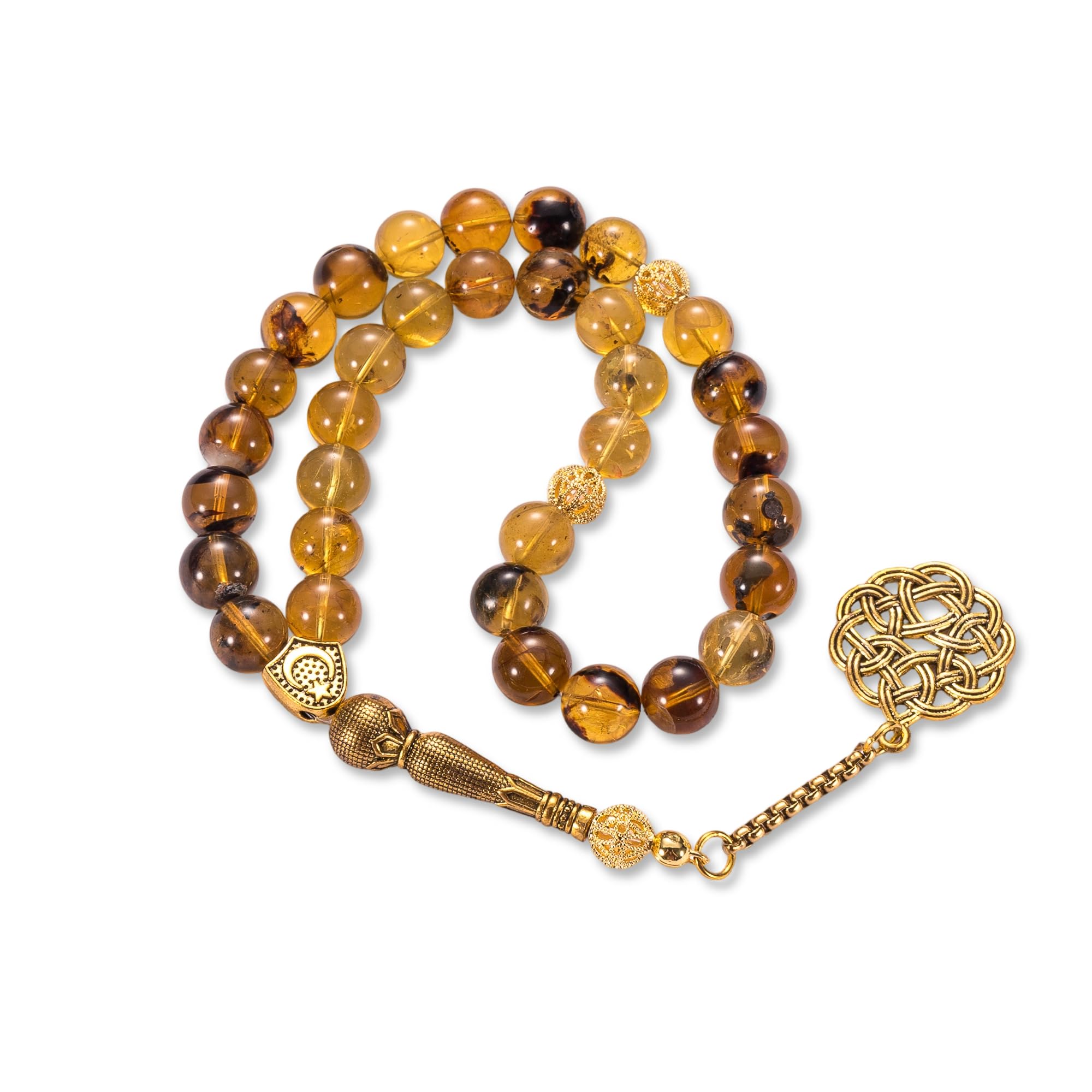 1 pc Amber Islamic Prayer Beads Tasbih | 33 Beads Misbaha for Daily Dhikr & Meditation | Elegant Gifts for Men: husband/father/brother | Ideal Ramadan/Eid/Birthday Present | Premium Islamic Gift Box
