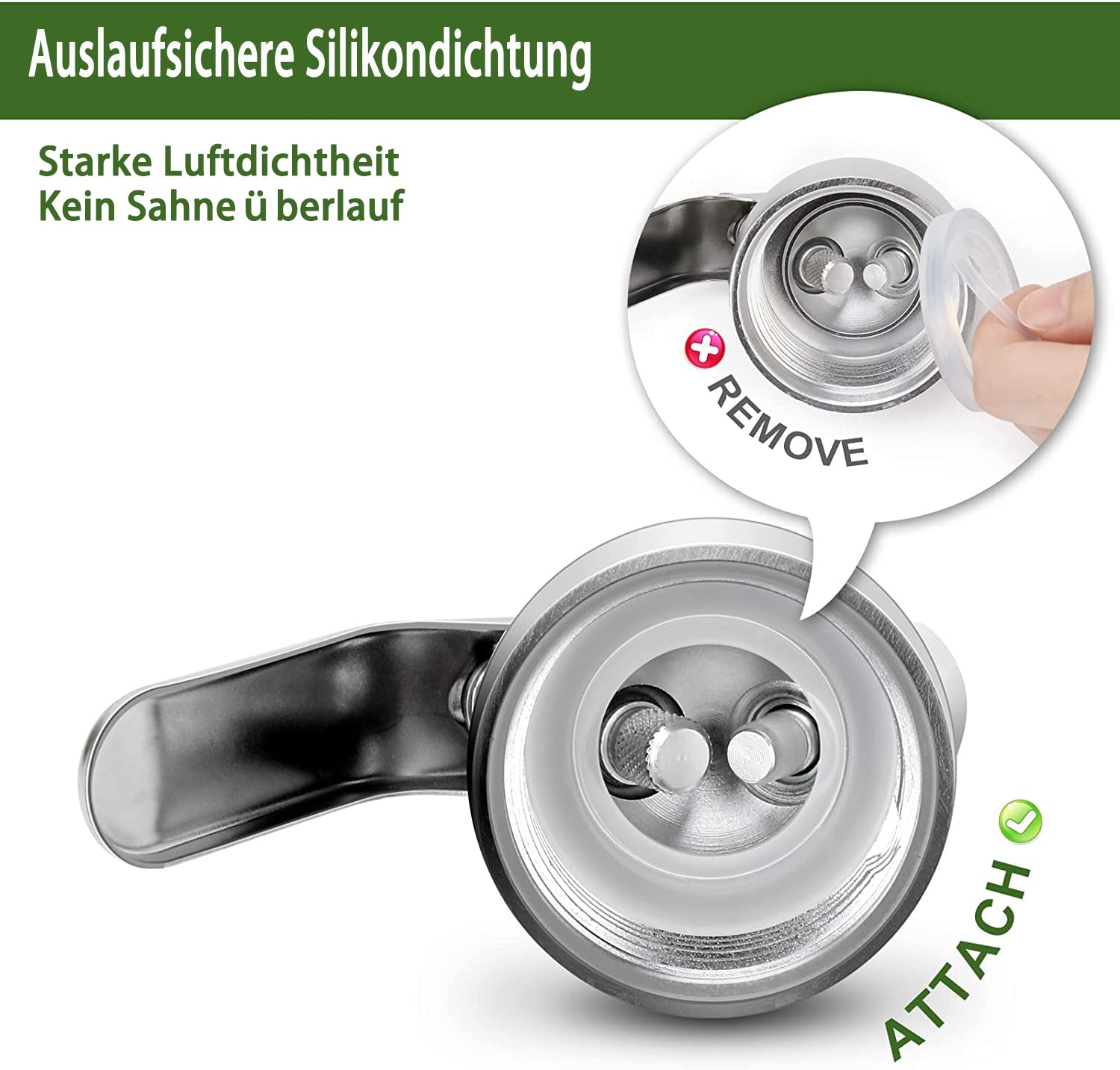 Sahnespender-250ml, Sahnesyphon Edelstahl mit 3 Dekorations-Düsen und 1 Reinigungsbürsten, Edelstahl Sahnespender für Cremes und Soßen