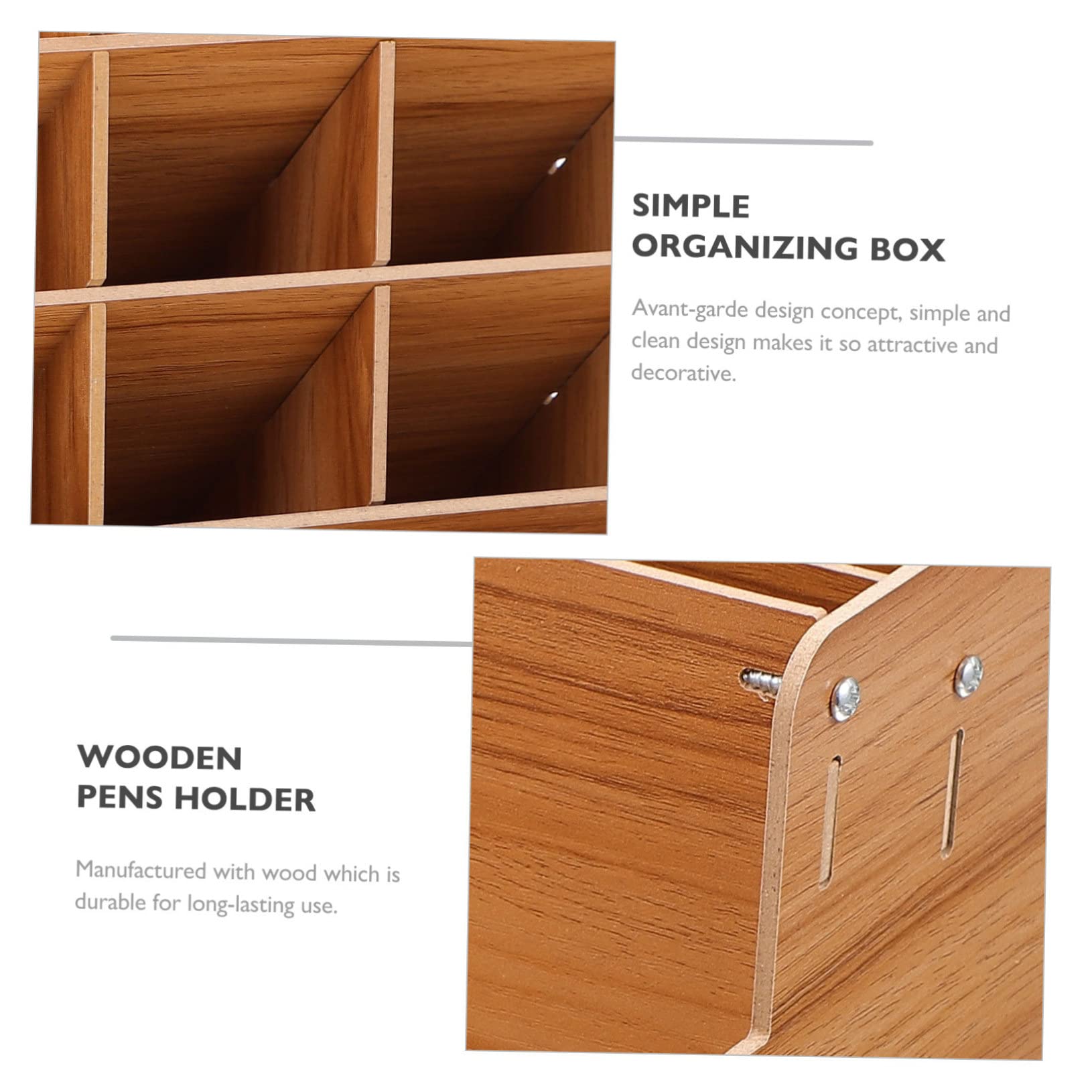 Portalápices de Madera de Cerezo B15, Organizador Multifuncional Múltiples Divisiones, Estante Práctico para Bolígrafos, Soporte de Escritorio para Oficina y Material Escolar