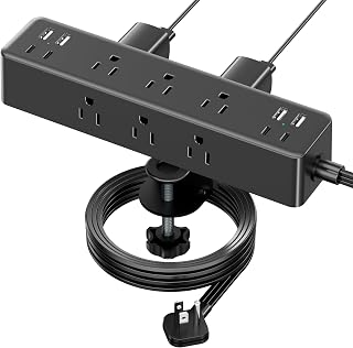 11-in-1 USB Power Strip Surge Protector, 2AC Outlets with 8USB Ports, 5ft Flat Plug Extension Cord, Charging Station for Home Office Desk