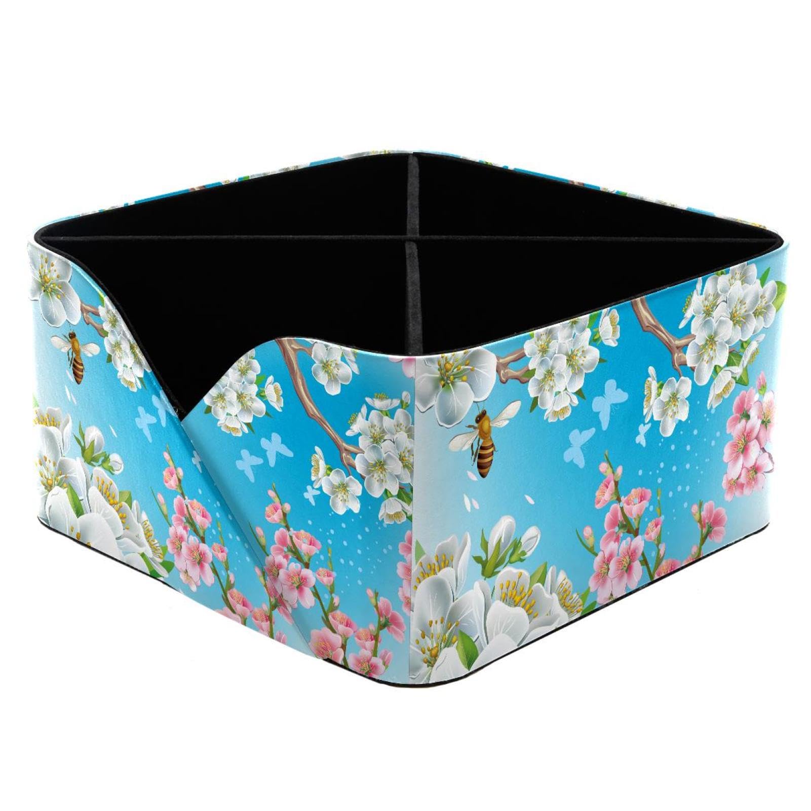 KengjuTesu Japan Cherry Blossoms Desktop Organizer Pen Holder, Rectangular Pencil Cup for Office, Study and Makeup Stations