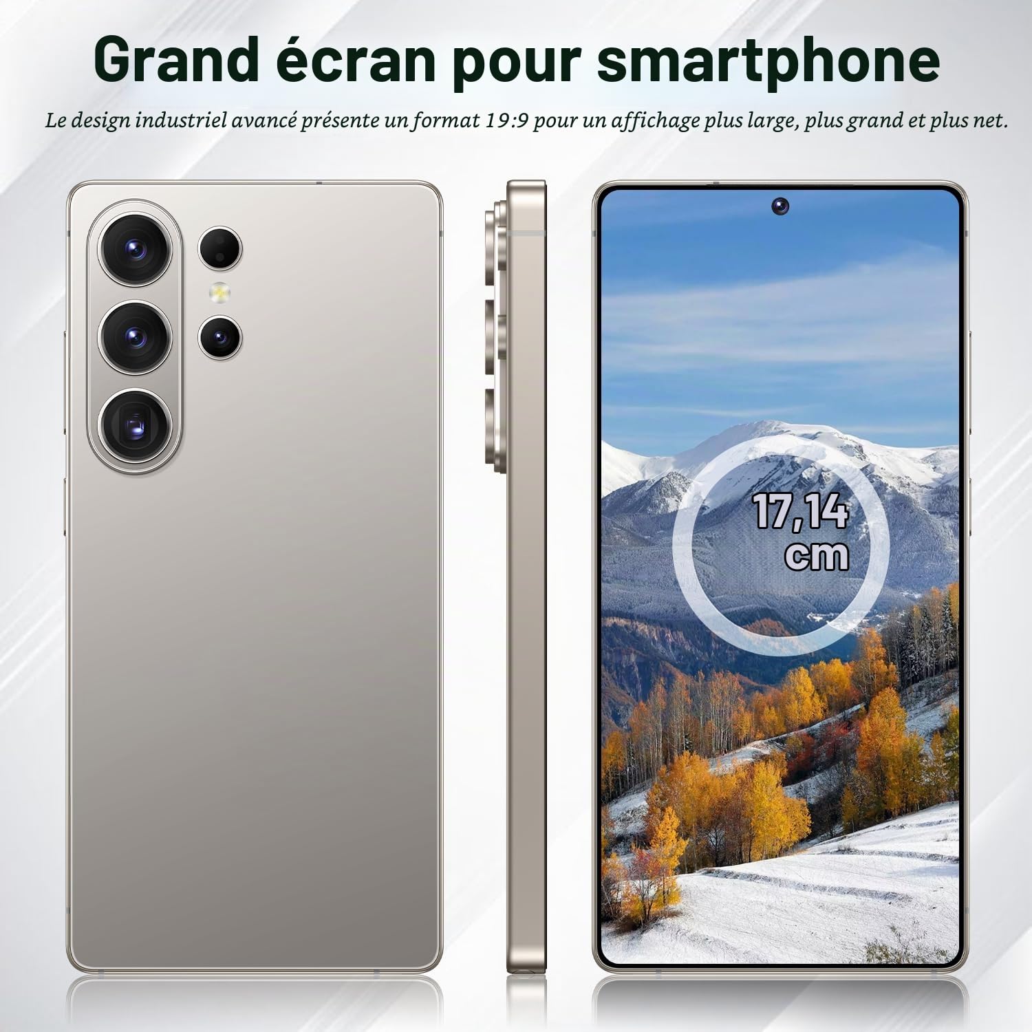 McMgc Smartphone 4G débloqué, écran perforé Incell de 6,75 Pouces, 4Go+32Go Extensible jusqu'à 256Go, processeur Octa-Core MTK6739, Android 12, Triple Emplacement pour 2 Nano-SIM + Carte TF (Black)