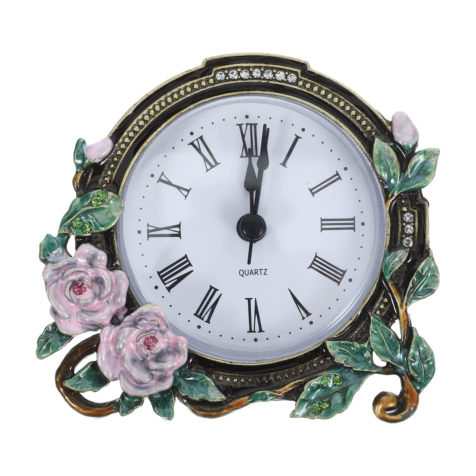 Reloj de mesa vintage sin tic tac para habitación con diseño de aleación de zinc decorativo