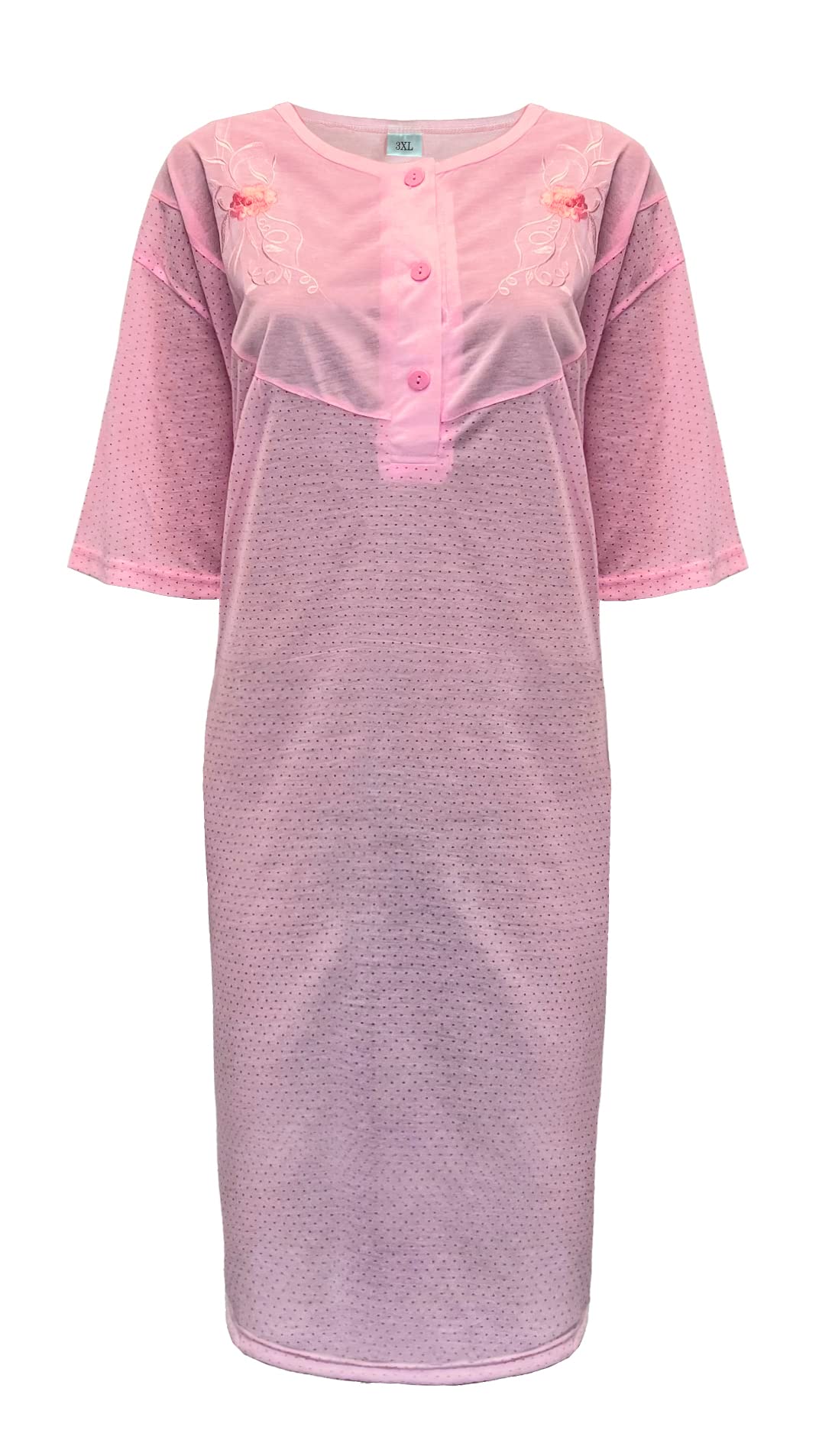I-Smalls Women's Spot Pink Plus Size Nightdress Super Soft Lightweight Cotton Rich Nightie 3XL To 6XL (Spot Pink) 4XL