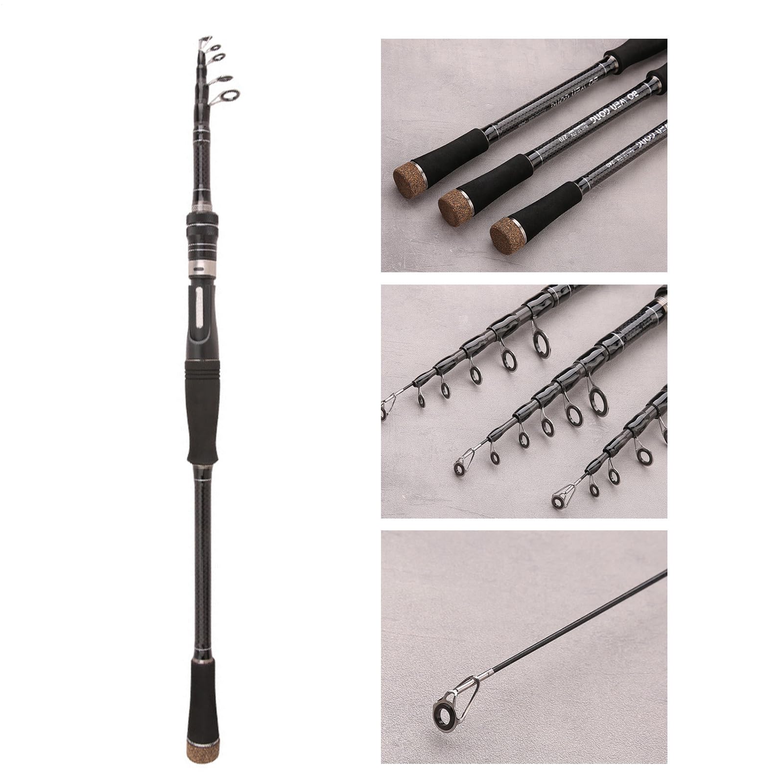 Canna da pesca telescopica, canna da pesca in fibra, compatta da viaggio, impugnatura leggera in EVA, strumento di lancio durevole, canna da pesca d'acqua dolce e salata per spigola, trota, pesce