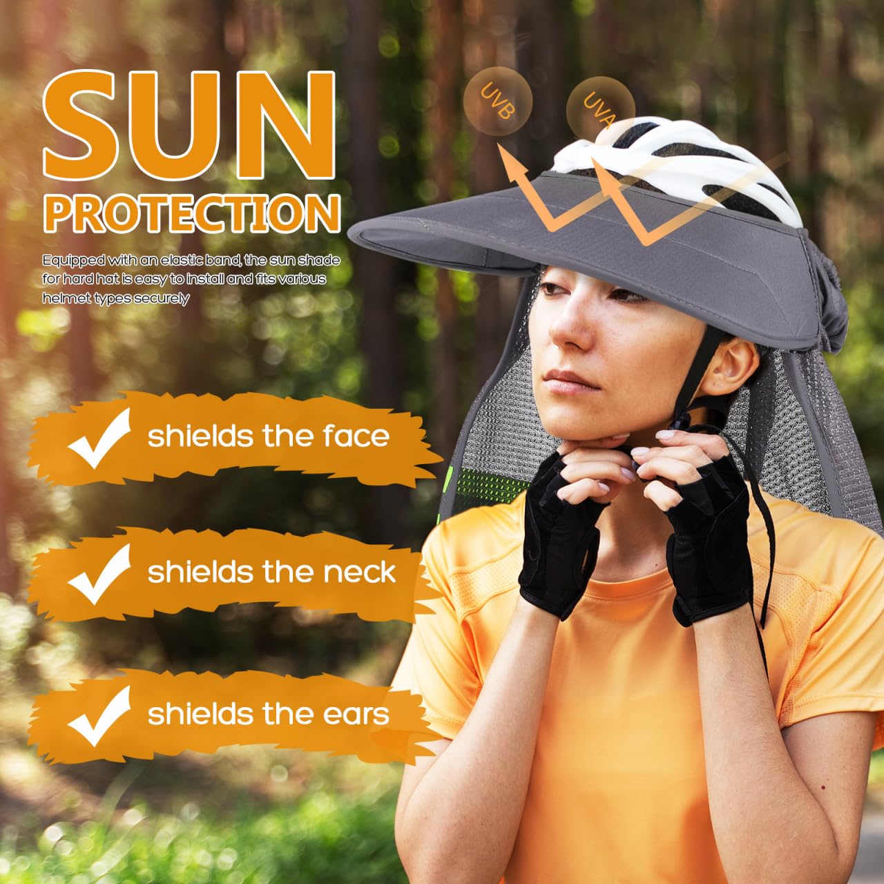 DOITOOL Protector Solar para Casco de Obra - Parasol de Seguridad con Visera - Cubre Cuello Sombra Pantalla - Malla de Poliéster Transpirable para Construcción Trabajo al Aire Libre y Jardinería