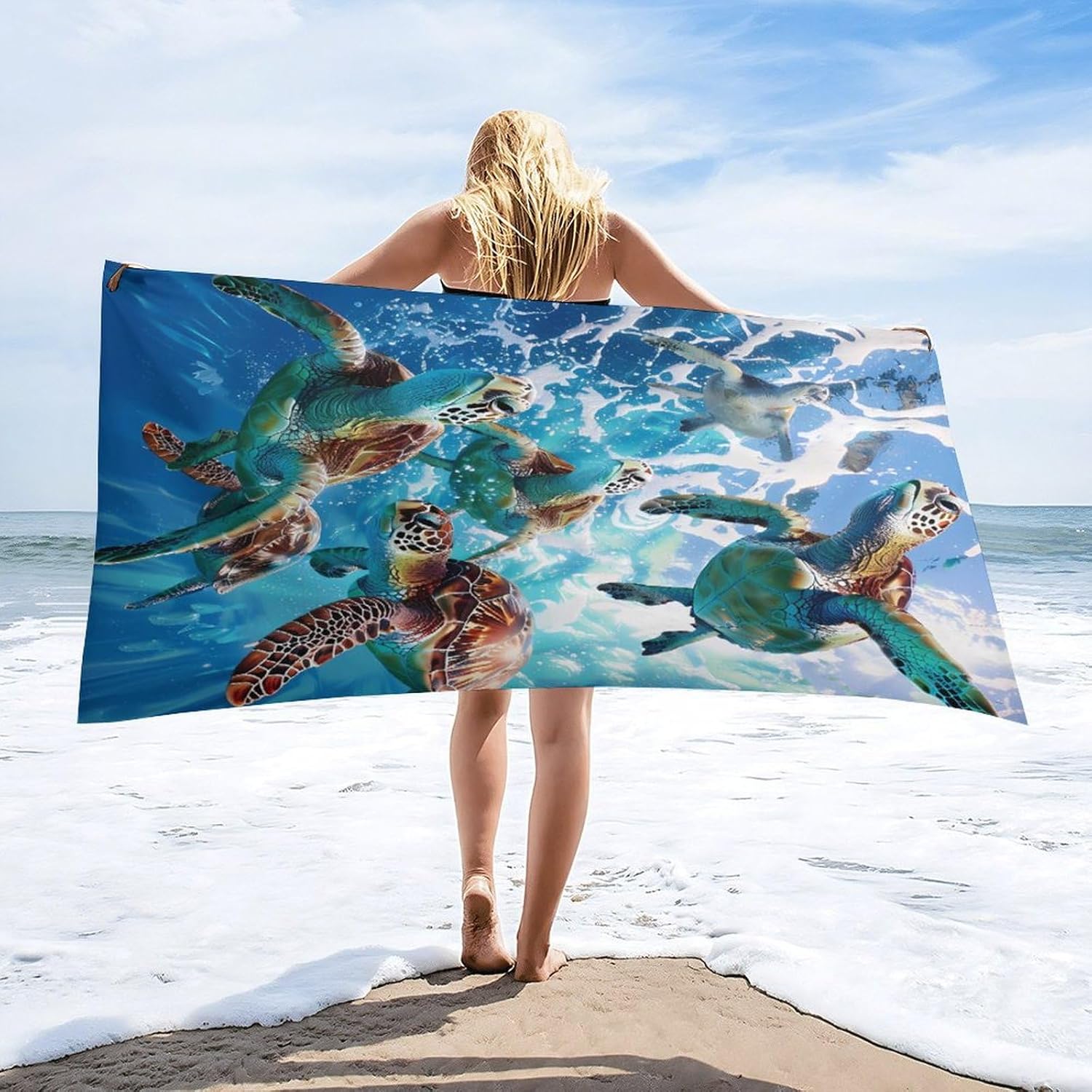 Turtle Bath Towel Beach Towels Quick Dry Oversized Bath Blanket Highly Absorbent Towel for Women Men 160x80cm