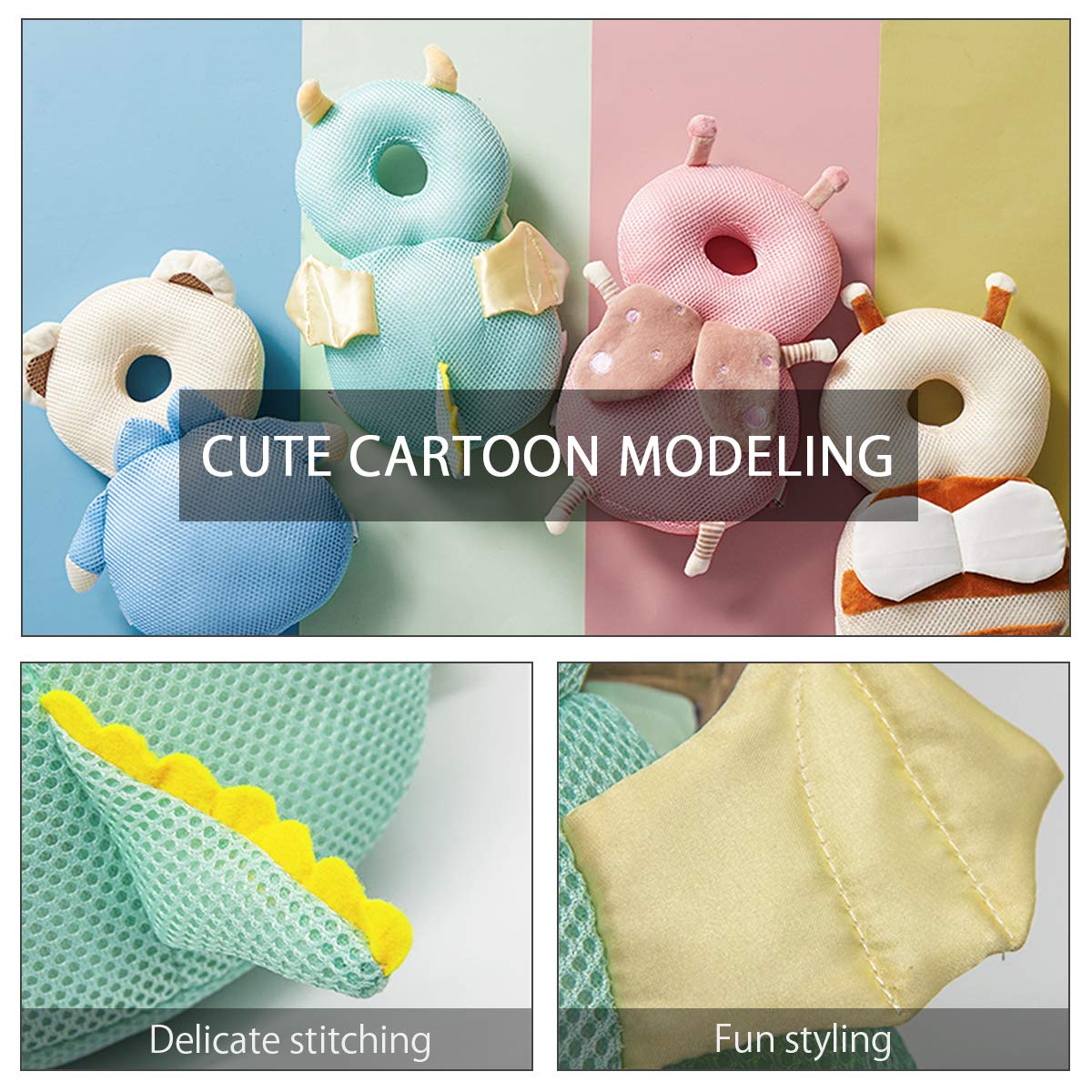 SONARIN Baby Kopfschutz atmungsaktives Verstellbares Schutzkissen für Babykopf,Anti Fall Kopfstützenkissen für Kleinkinder(Schmetterling)