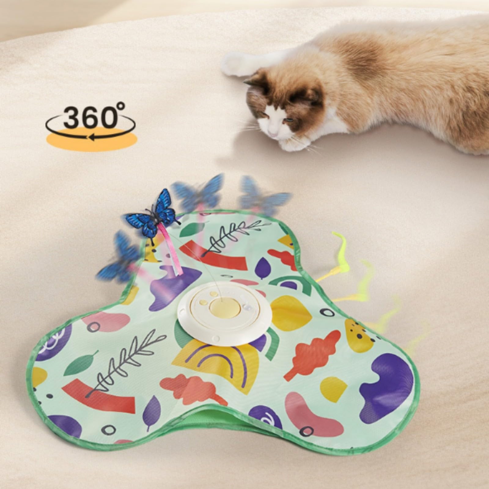 es Katzenspielzeug | Automatisch, Katzenspielzeug mit Spielangel, für Zuhause, Wohnungskatzen, Orange