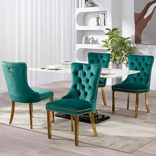 Miniatura 12 de SoarFlash Juego de 6 sillas de comedor de terciopelo, silla lateral de respaldo alto, silla lateral moderna tapizada de alta gama con capitoné y