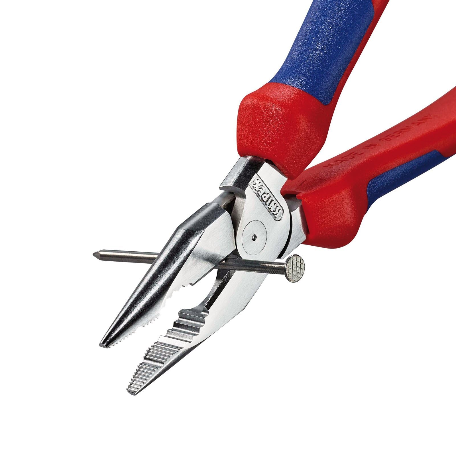 KNIPEX 08 25 185 SB Pinza combinata a becchi ad ago con impugnatura multicomponente cromata, 185 mm