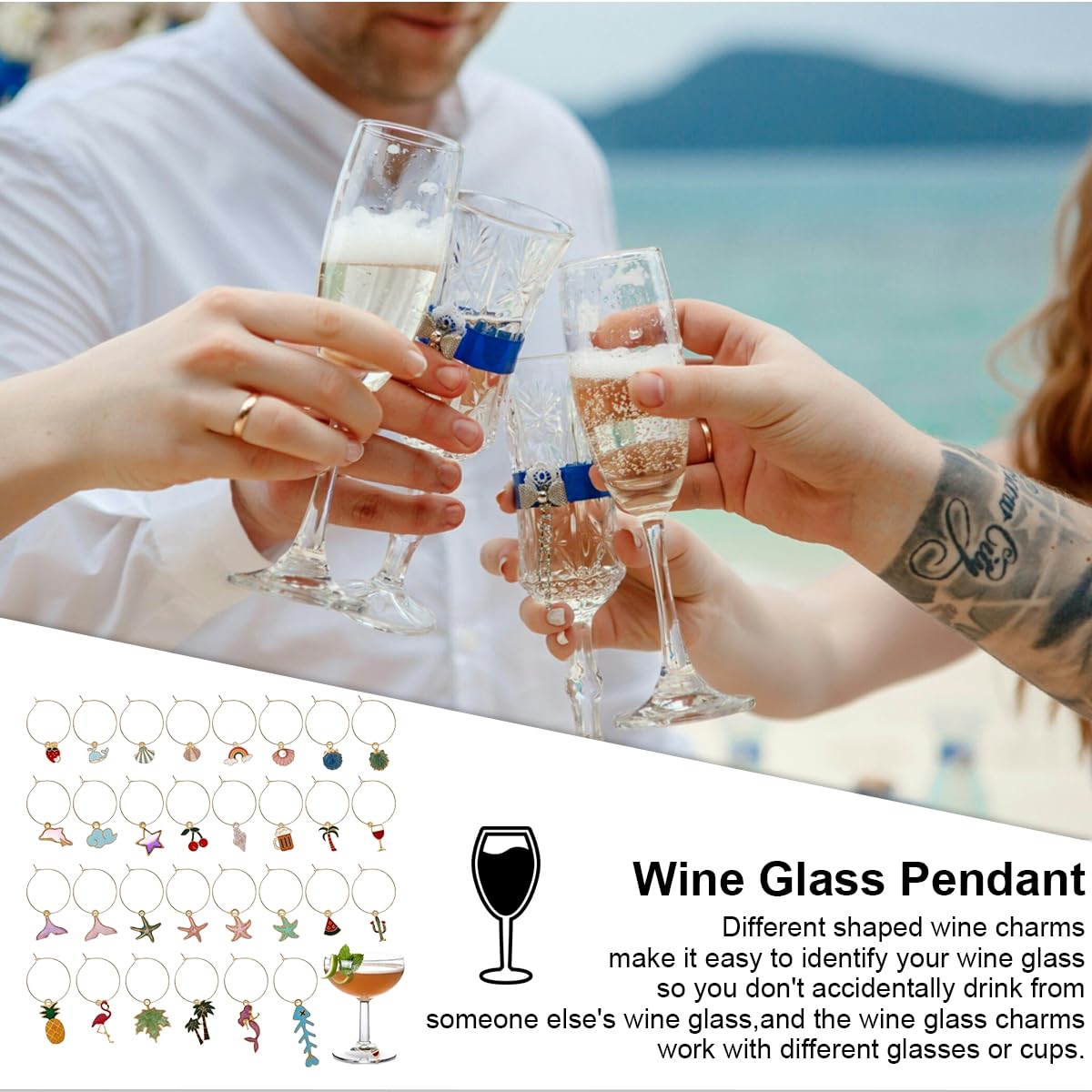 Qiimenguer 200 Weinglas-Anhänger - Wiederverwendbare Glas-Marker Für Partys & Events