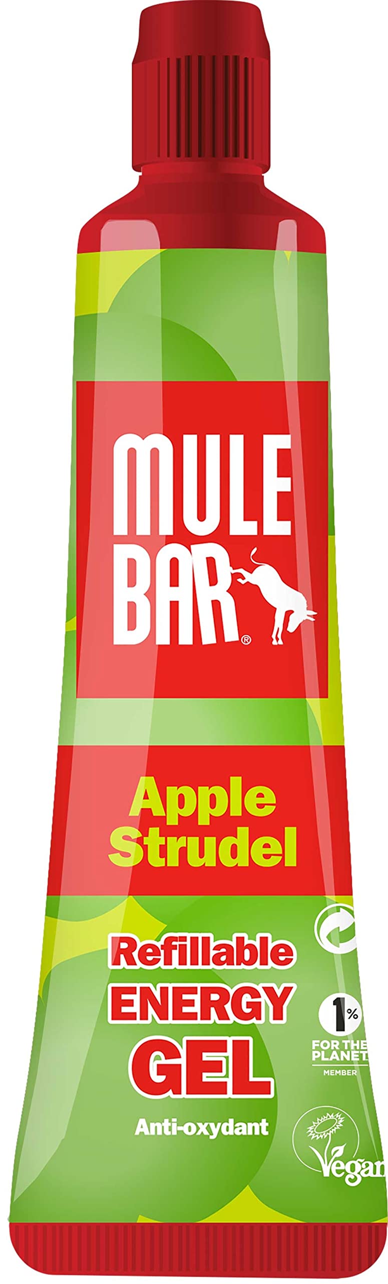MULEBAR Zestaw 24 Żeli Energetycznych Jabłko – 37 g x 24 – Witamina C – Przeciwutleniacze – 2 w 1: Żel lub Napój Energetyczny – Łatwostrawny – Bezglutenowy – 100% Naturalny i Wegański
