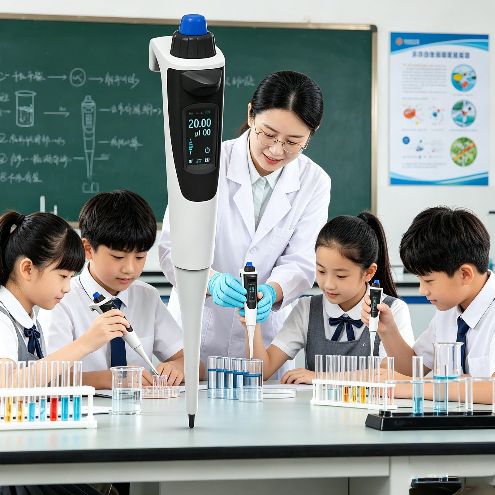 HaiZethonic Adjustable Volume Electronic Pipette 0.5-1000µl, Single Channel Lab Pipettor, Self-Calibrating, Multi-Functional,for Precise Pipetting, Mixing/Stepper & Dilution 30to300μL