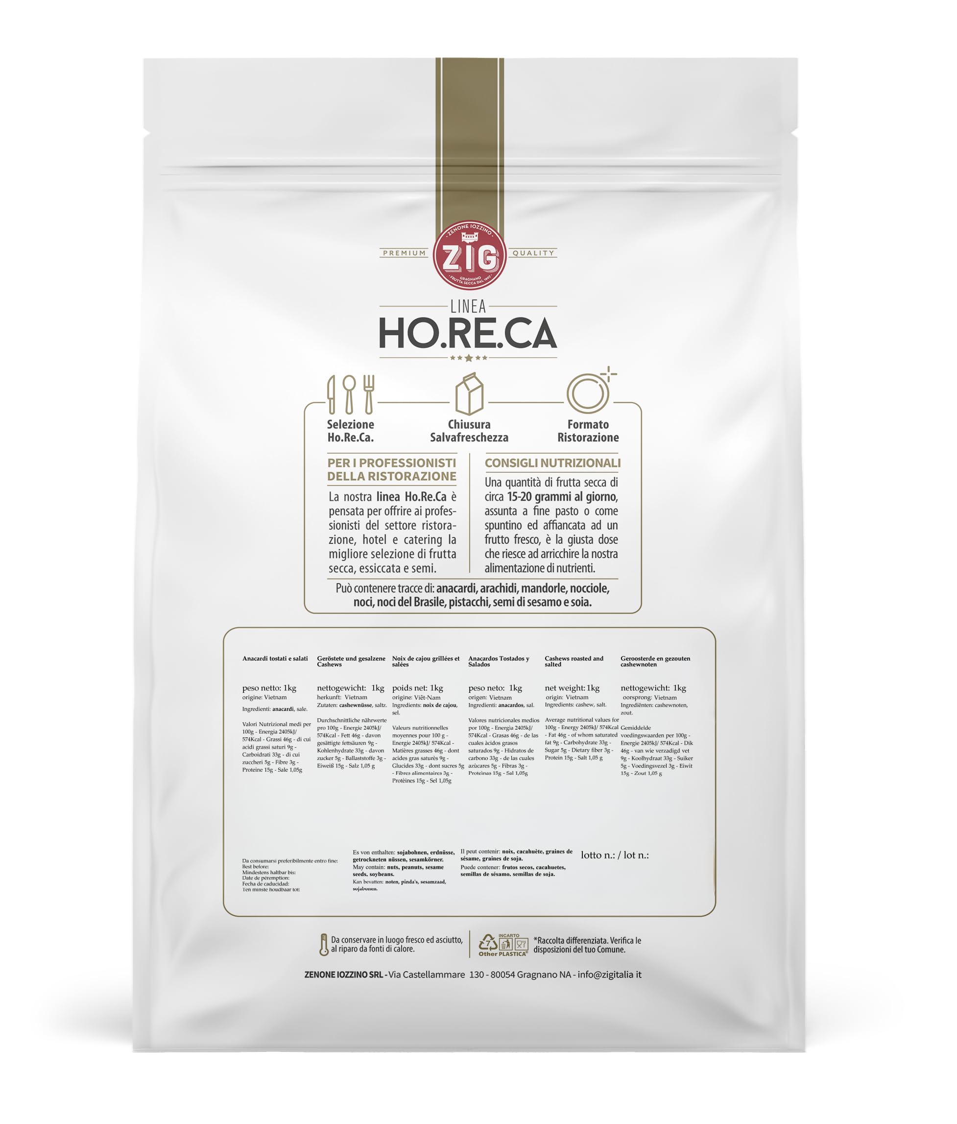 ZIG - HORECA - anacardos tostados y salados primera calidad 1 Kg