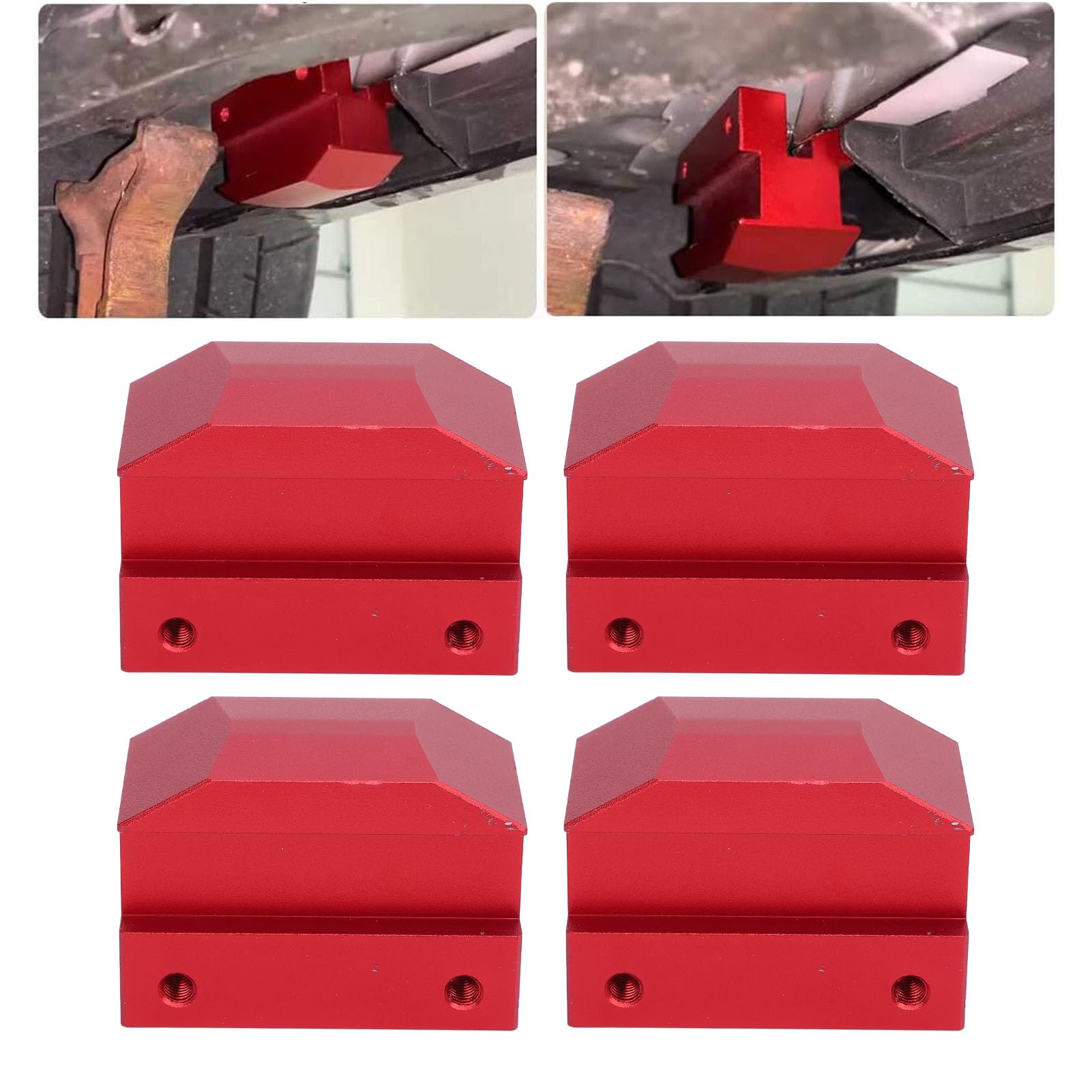 Luocute 4PCS Jack Lift Pad, Anodized Rosso Alluminio Floor Jack Adapter
