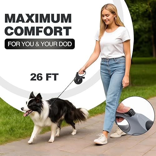 Miniatura 2 de PINA Correa retráctil mejorada para perro, correa de perro de 26 pies para perros pequeños, medianos y grandes de hasta 110 libras, cinta de nailon
