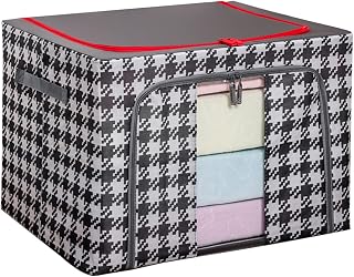 Large Capacity Foldable Storage Boxes For Clothes - Dust-proof, Moisture-proof Fabric Basket With Thick Steel Frame For Wardrobe And Household Organization Black 60x42x40cm