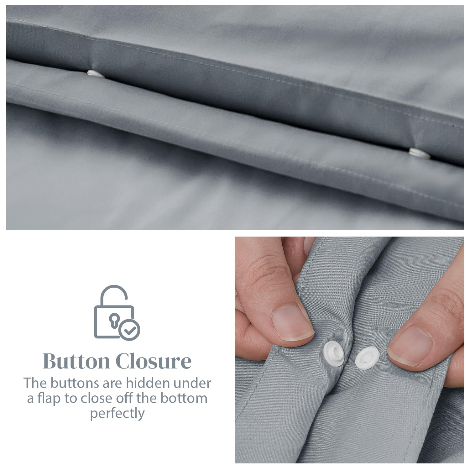 puredown 2PCS Copripiumino Singolo 135x200cm+ 2PCS Federe in Microfibra 40x80cm, Set di Copripiumino Monocromatica per Letto Singolo, Traspirante, Morbida, Oeko-Tex, Grigio
