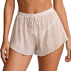 Saída Praia Feminina Adulto Curta Transparente Shorts Soltinho Verão Piscina Praia Tamanho Único