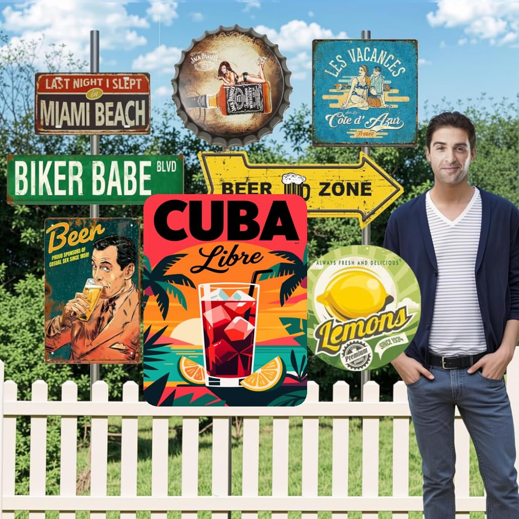 Tin Sign Lemon Cuban Retro Club Man Cave Wall Decoration Tinplate