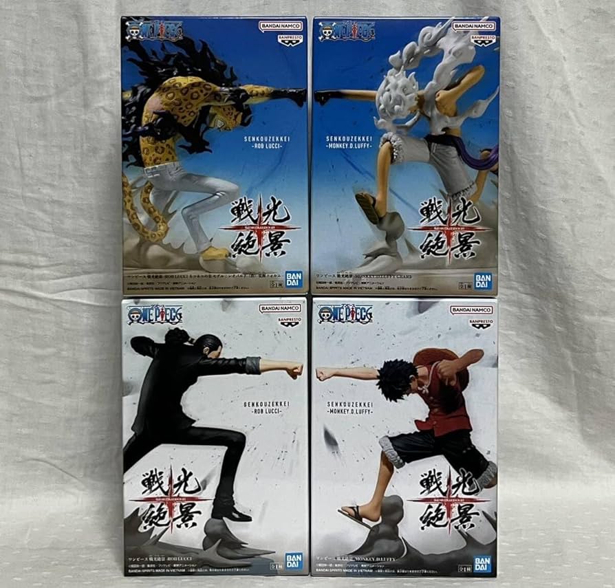 ワンピース 戦光絶景 ROB LUCCI MONKEY.D.LUFFY 4セット One Piece Figure Monkey D Luffy Rob Lucci Set Senkou Zekkei
