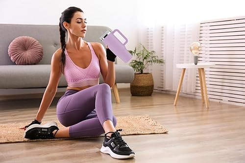 Miniatura 9 de YOUEXPERT Vaso de 30 onzas con asa y pajilla, vasos aislados con tapa y pajilla, botella de agua de acero inoxidable de 30 onzas, vasos para