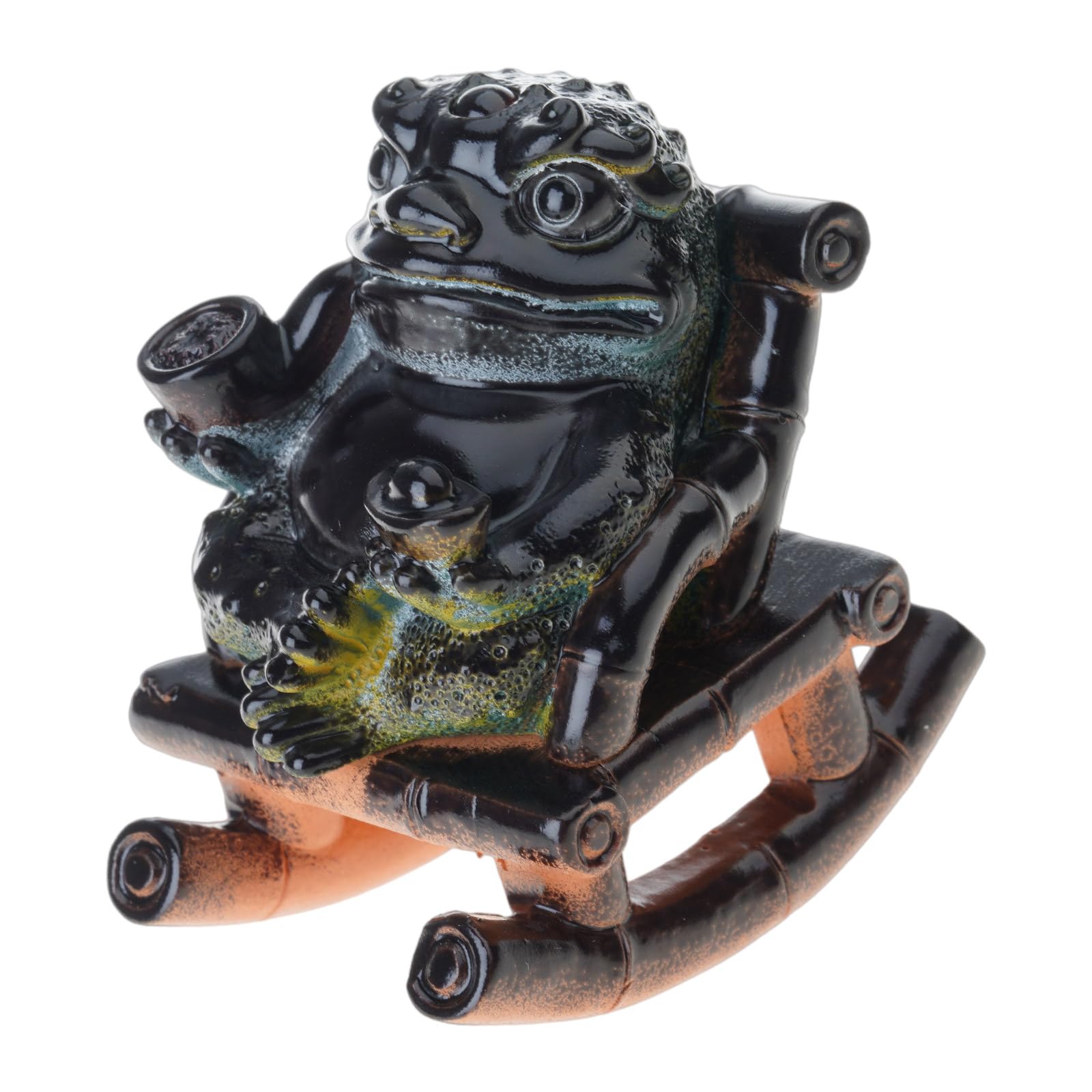 Woedpez Color Changing Resins Rocking Chair Frogs Teas Pet Sculpture for Meditations Decors Gift with Exquisites Craftsmanship Temperature Sensitive Teas Ceremony Decors