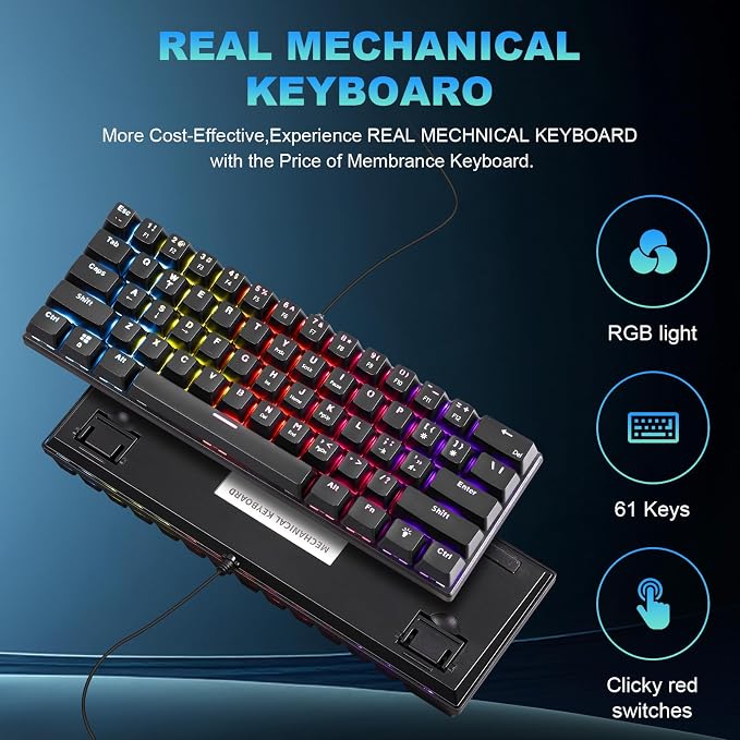 Teclado Mecánico Gamer 60% Compacto RGB USB-A miniatura 2