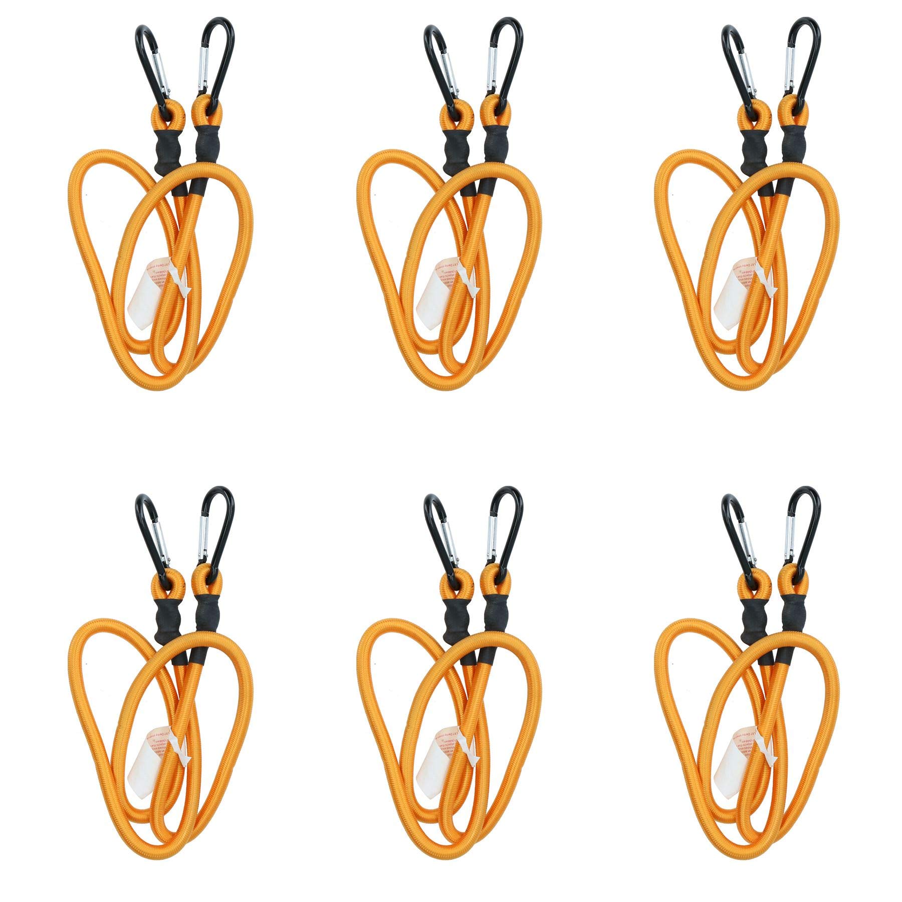 48” Bungee Rope with Carabiner Clips Cords Elastic Tie Down Fasteners 6pc
