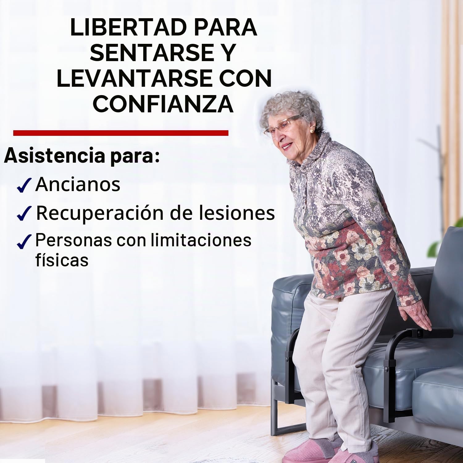 Soporte para silla de brazo, ajustable, resistente para ancianos, ayuda para movilidad para discapacitados, ayuda y equipo para personas mayores