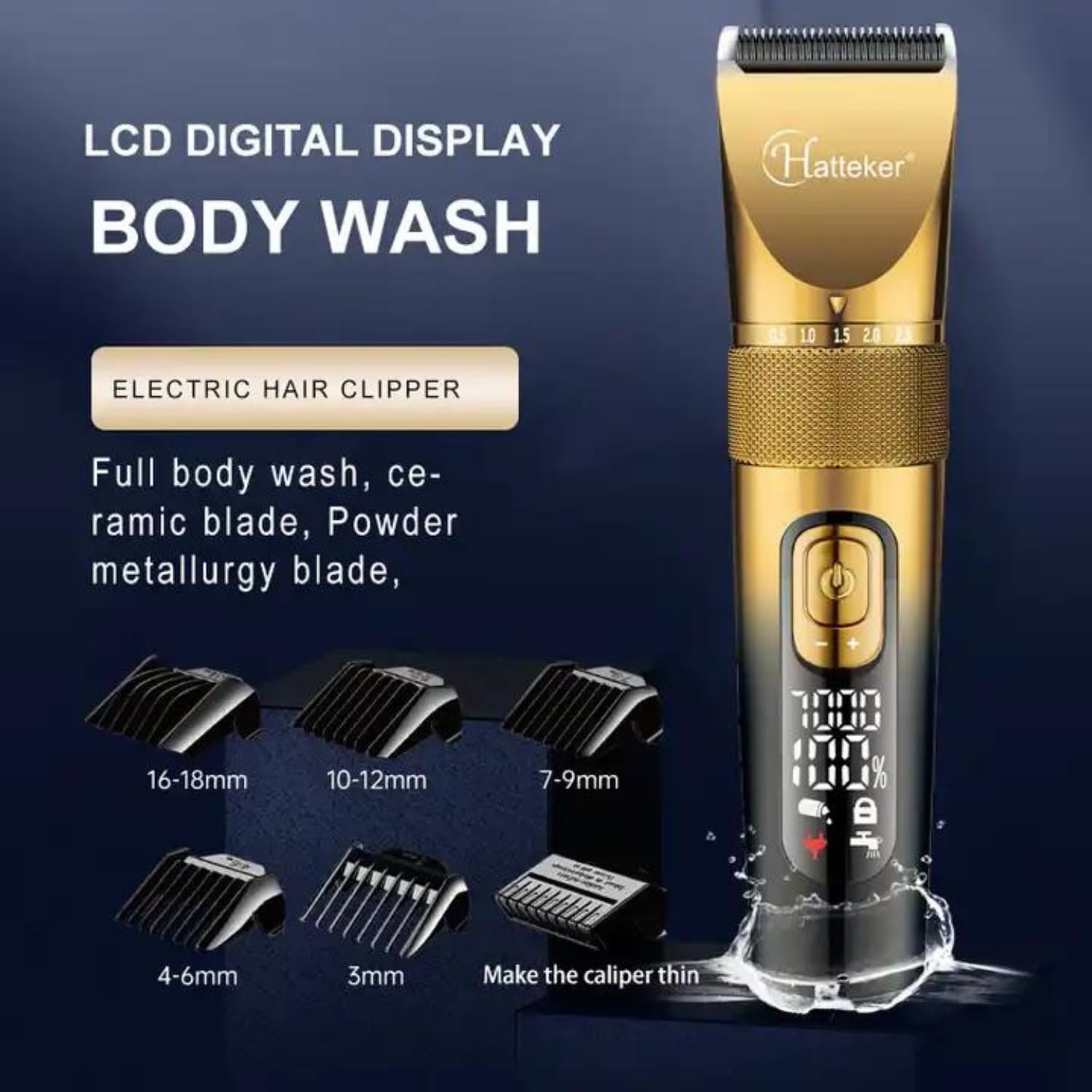 Hatteker Rfc-695 Digital Display Ipx7 Full Waterproof Hair Clipper Self Sharpening Blade 5000/6000/7000 Rpm Magnetic 3 Speed Motor 5 Cutting Adjustments 4 Guide Comb Runtime 300 Min-Battery Powered 2 71IZ1dc4VLL. SL1500