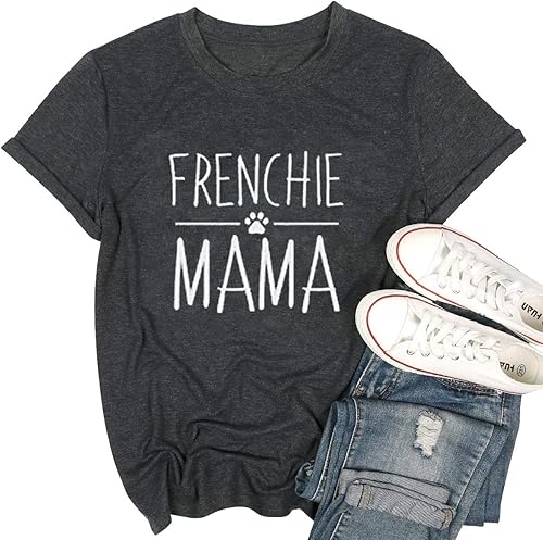 Miniatura 3 de Frenchie Mamá Camisa Perro Mamá Divertido Gráfico Tees Mujeres Letra Impresión Casual Manga Corta Camiseta Tees Tops Burgundy, Gris, Rosa/Rebel
