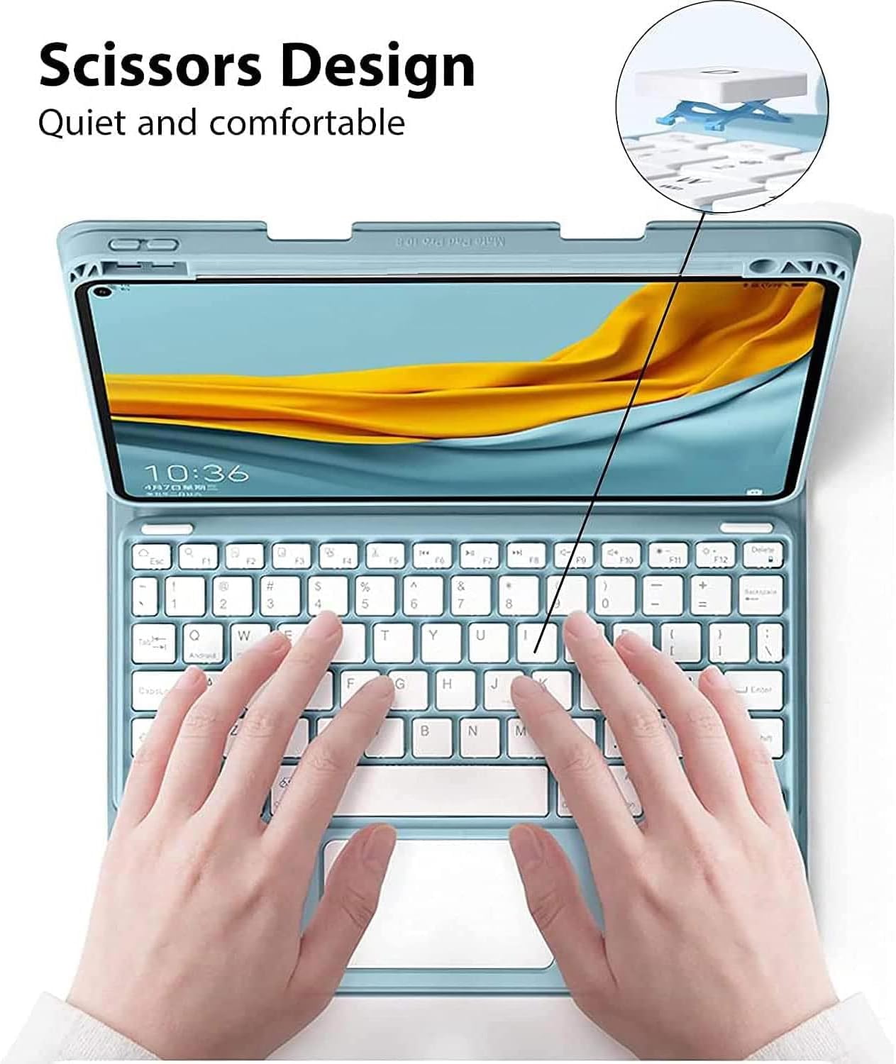 Touchpad Keyboard Case for Samsung Galaxy Tab A9 8.7-inch 2023 Model (SM-X110/X115/X117), Magnetic Detachable 7-Color Backlit Wireless Bluetooth Keyboard With Pen Holder,Black