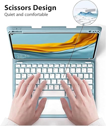 Miniatura 4 de HEUCYL Funda de teclado táctil para Xiaomi Redmi Pad de 10.6 pulgadas 2022, teclado magnético desmontable inalámbrico Bluetooth 7 colores