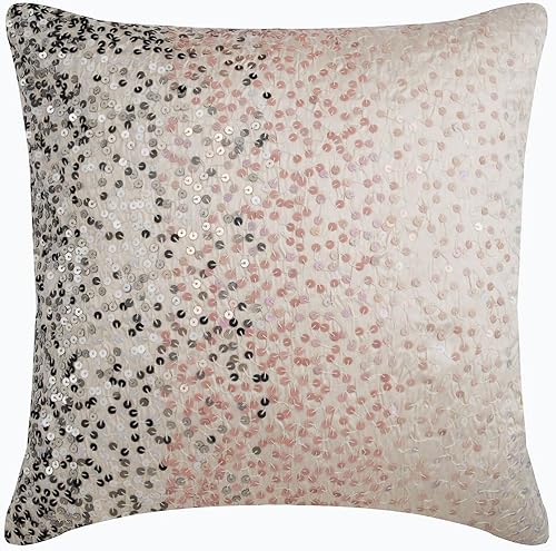 Miniatura 9 de The HomeCentric Juego de 2 fundas de almohada de 18 x 18 pulgadas (17.7 x 17.7 in), color rosa, funda de almohada cuadrada de seda, floral, estilo