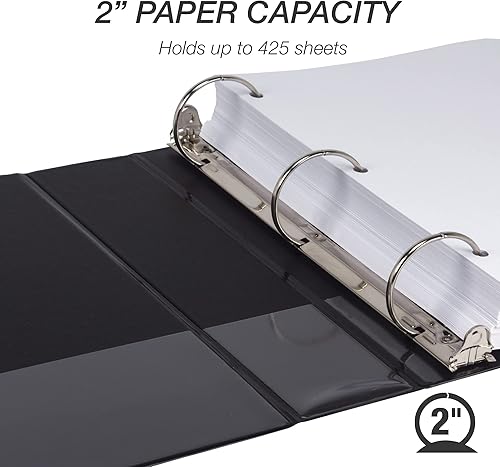 Miniatura 4 de Samsill Economy - Carpeta de 3 anillos redondos de 2 pulgadas, color negro, paquete de 4 (MP48560) y carpeta económica de 3 anillos de 3 pulgadas,