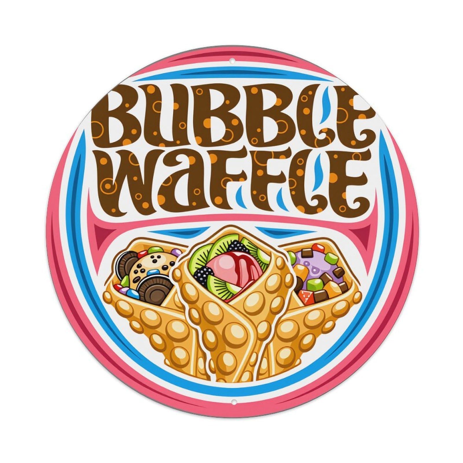 Bubble Waffle Pattern Print Design Metal Tin Sign Vintage Garden Bedroom Cafe Bar Man Cave Home Wall Decor Metal Poster 8x8 inches