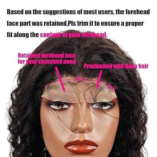 Miniatura 9 de Peluca de cabello humano sin pegamento, prearrancada con abuelitos, densidad del 180%, con encaje frontal, 16 pulgadas, color negro natural