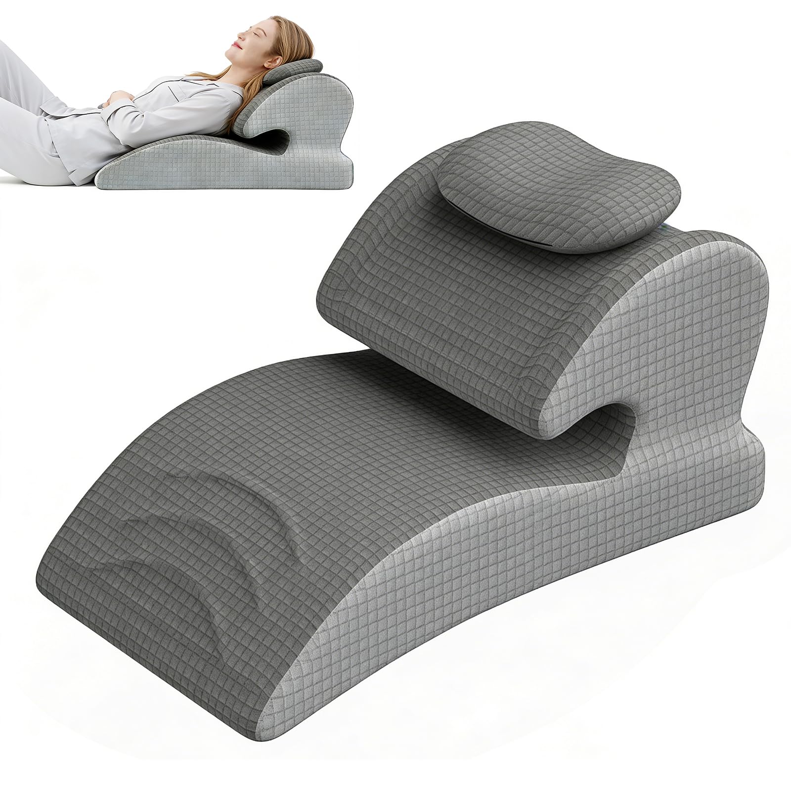 JAOGAUS Cuscino a cuneo Memory Foam, Supporto schiena ergonomico letto | Cuscino inclinato ergonomico per letto e divano con supporto testa rimovibile, ideale per schiena, collo, gambe e lettura