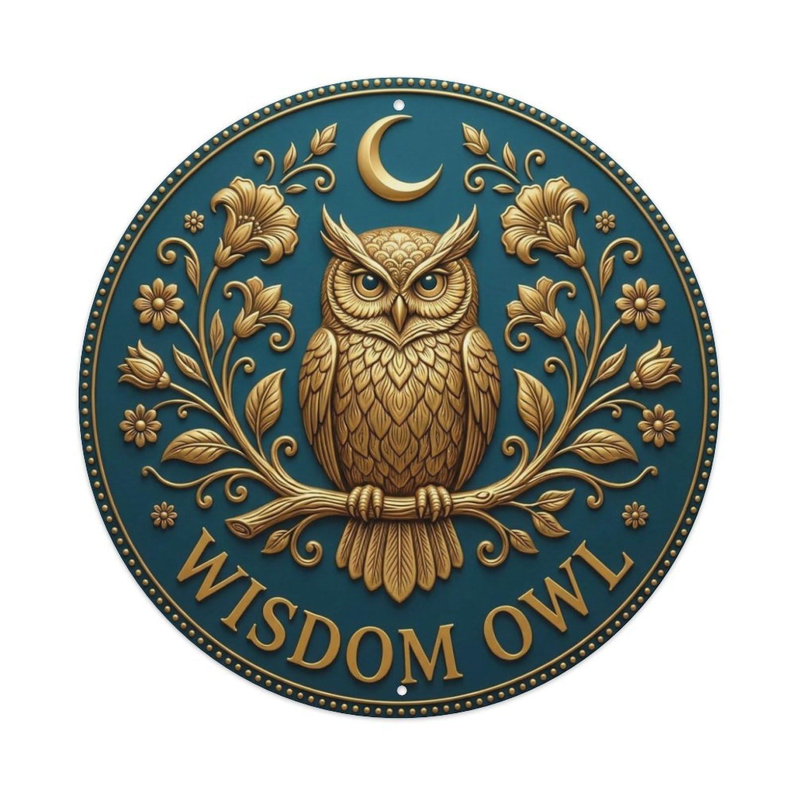 Vintage Wisdom Owl Flower Zen Yoga Metal Tin Sign