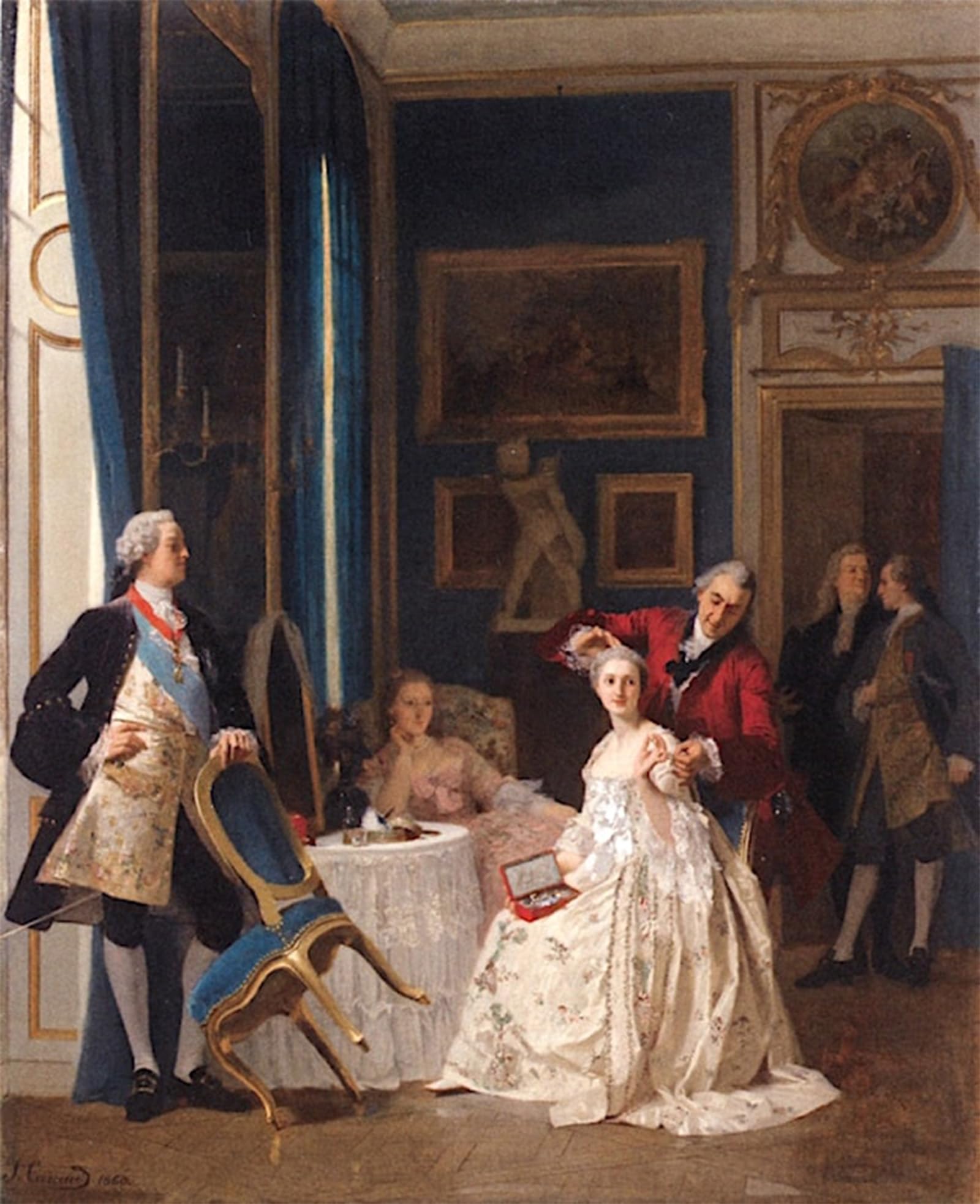 ARTXLXXBN Famous Painting Canvas Artwork Graffiti Print la corte reale Caraud Portrait Canvas Image for Home Decor 60x90cm