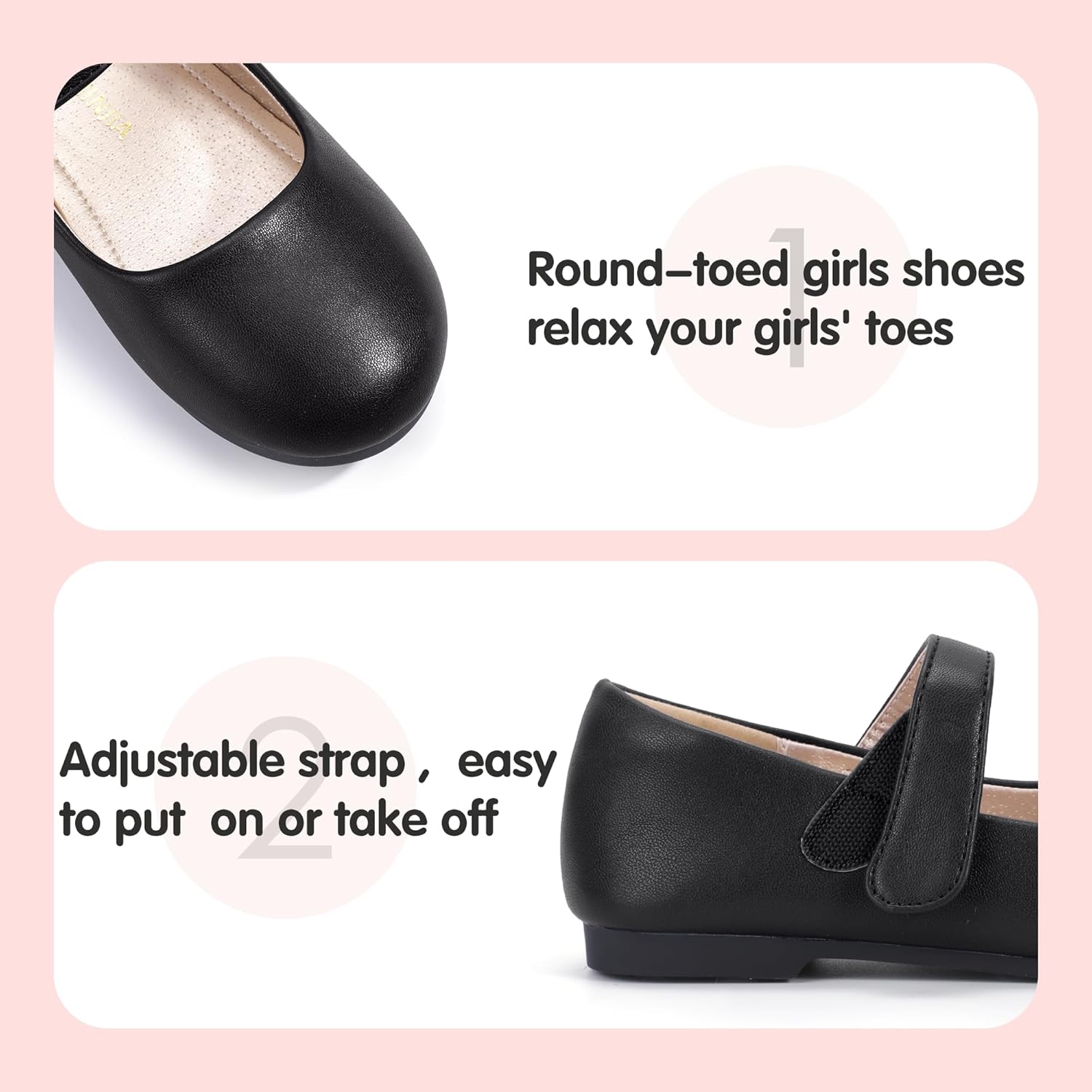 PANDANINJIA Girls Dress Shoes Toddler Flower Girl Kids Mary Jane Shoes Ballet Flats School Wedding Party Church Girls Shoes - Image 4