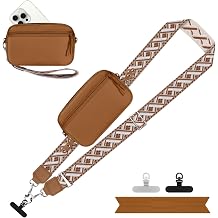 YFWE Clip and Go Strap for Phone with Wallet Crossbody, Adjustable Phone Lanyard with Detachable RFID Wristlet Wallet, Pattern Strap - BronzeL