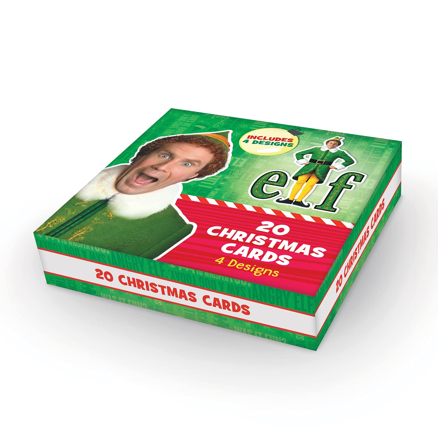 Danilo Promotions,Multi,EFXB1 Official Elf Box Christmas Cards, 20 Cards/ 4 Designs, 140mm x 140mm x 5mm